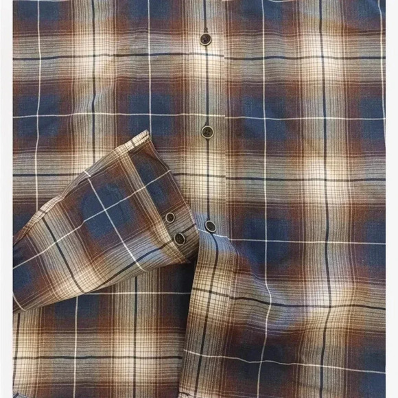 Daniel Hechter Brown  Plaid Long Sleeve Shirt Top Size Medium - Picture 13 of 15